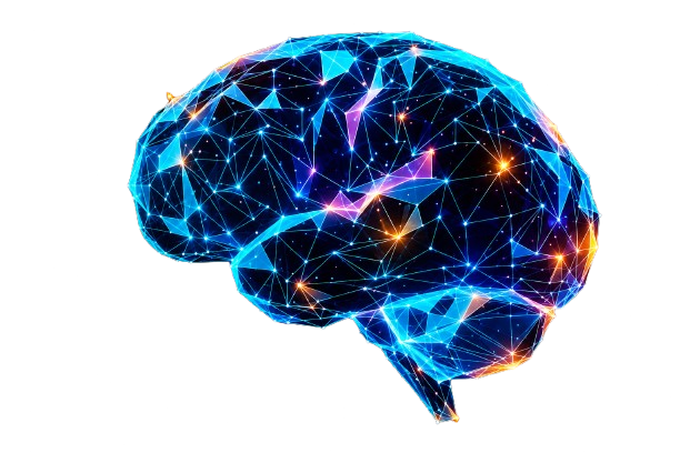 Futuristic glowing neural brain, representing Kubetiq's AI engineering